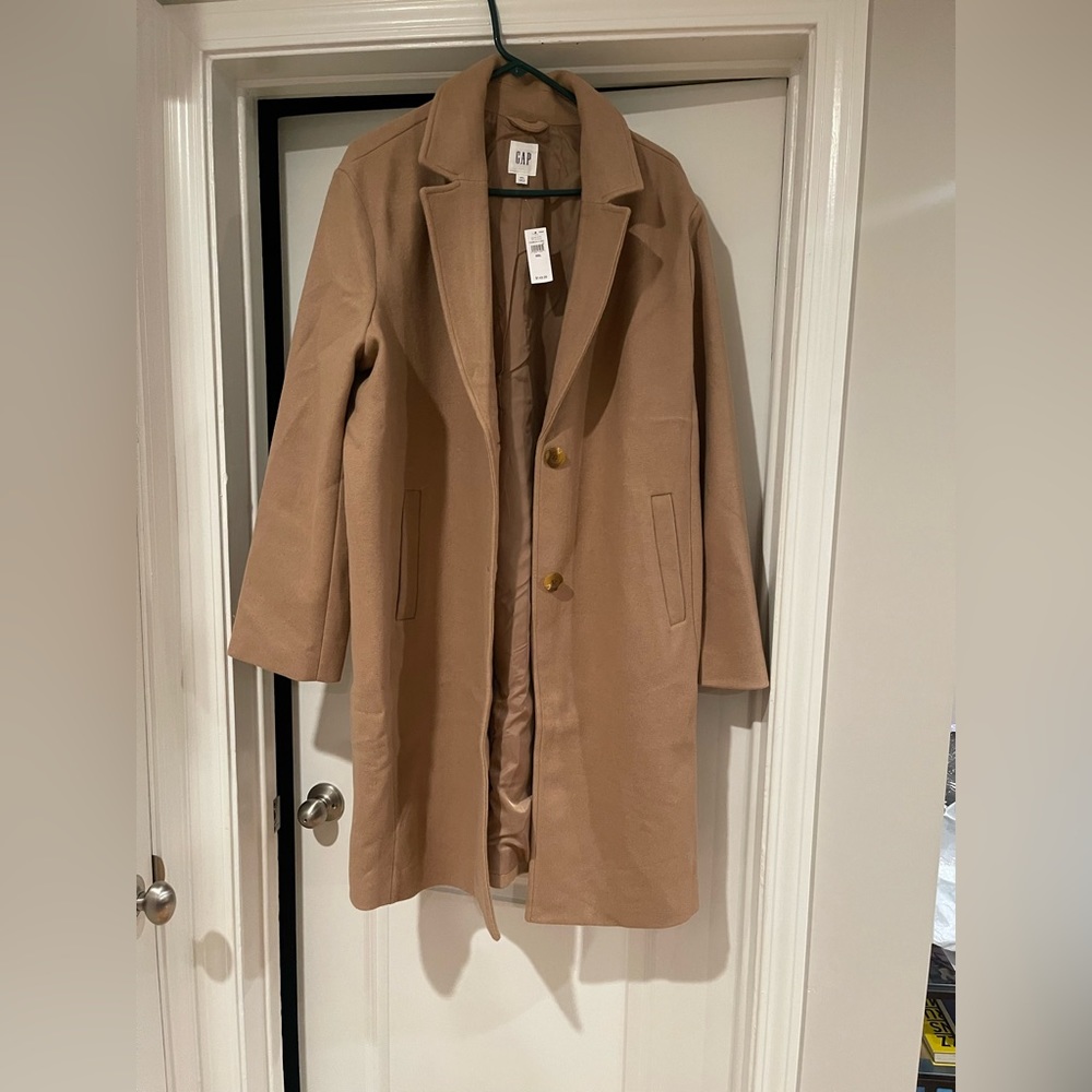 GAP Camel Tan Women's Wool-Blend Single-Breasted Coat